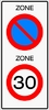 Zone met parkeerverbod en maximumsnelheid 30 km/h