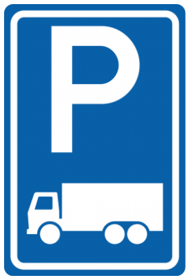 Bord E8-3: Parkeergelegenheid alleen bestemd voor vrachtwagens