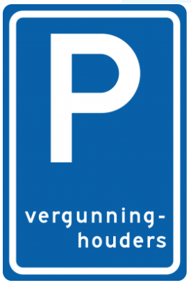 Bord E9: Parkeergelegenheid alleen bestemd voor vergunninghouders